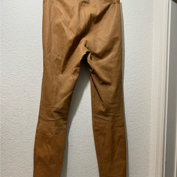 Alice + Olivia Front Zip Lambskin Suede Legging Pants Brown Size 6 - Picture 6 of 7